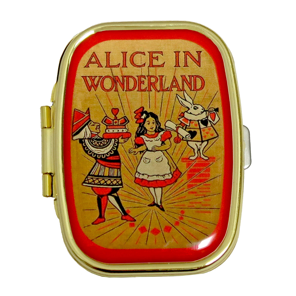 Alice in Wonderland, lip balm, lip gloss, vegan lip balm, vegan lip gloss, white rabbit, queen of hearts, alice, refillable lip balm, sustainable lip balm, lip balm refill, vintage lip balm, book covers, iconic book covers