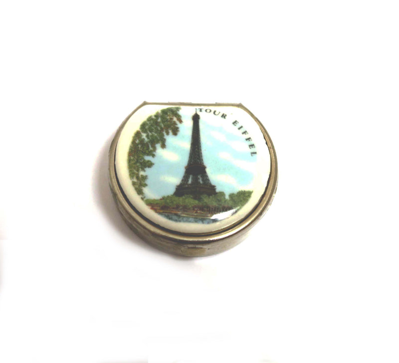 Vintage Pill Box with Lip Balm - Eiffel Tower