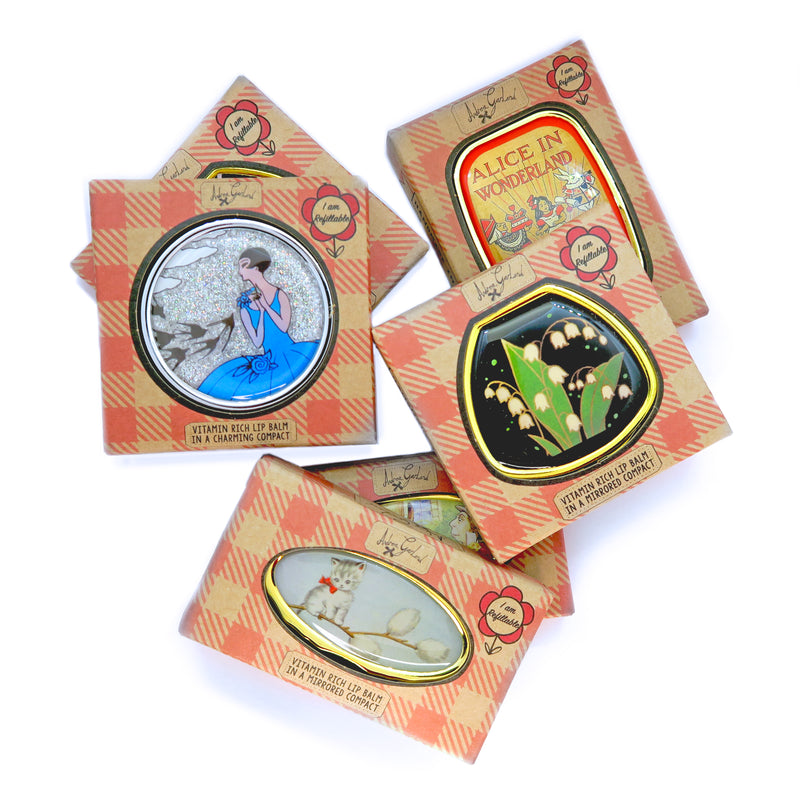 Glitter Art Deco Swallows - Lip Balm Compact